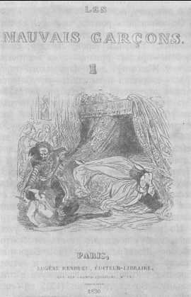 Титульный лист первого тома романа les mauvais garcons, послуживший источником рисунка Пушкина