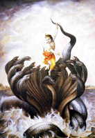 Бог Кришна побеждает великого змея Калию (Школа Кангра XVIII в.)